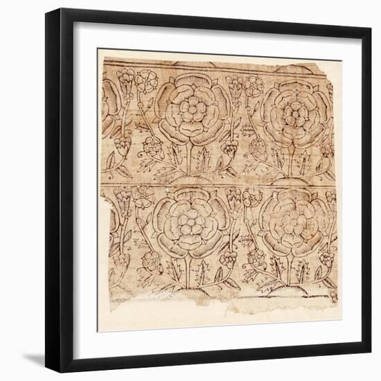 Lining Paper with a Tudor Rose Pattern, C.1550 (Woodblock Print)-English-Framed Giclee Print