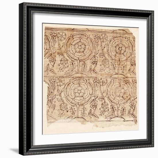 Lining Paper with a Tudor Rose Pattern, C.1550 (Woodblock Print)-English-Framed Giclee Print