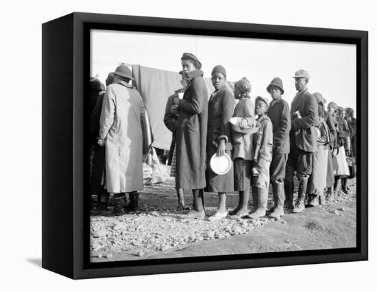 Lining up for food at mealtime in the camp for flood refugees at Forrest City, Arkansas, 1937-Walker Evans-Framed Premier Image Canvas