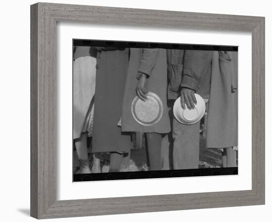 Lining up for food at mealtime in the camp for flood refugees, Forrest City, Arkansas, 1937-Walker Evans-Framed Photographic Print