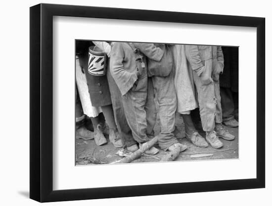 Lining up for food at mealtime in the camp for flood refugees in Forrest City, Arkansas, 1937-Walker Evans-Framed Photographic Print