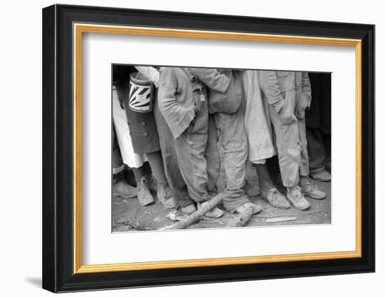 Lining up for food at mealtime in the camp for flood refugees in Forrest City, Arkansas, 1937-Walker Evans-Framed Photographic Print