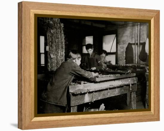 Linking Bed Springs-Lewis Wickes Hine-Framed Stretched Canvas