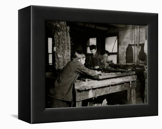 Linking Bed Springs-Lewis Wickes Hine-Framed Stretched Canvas