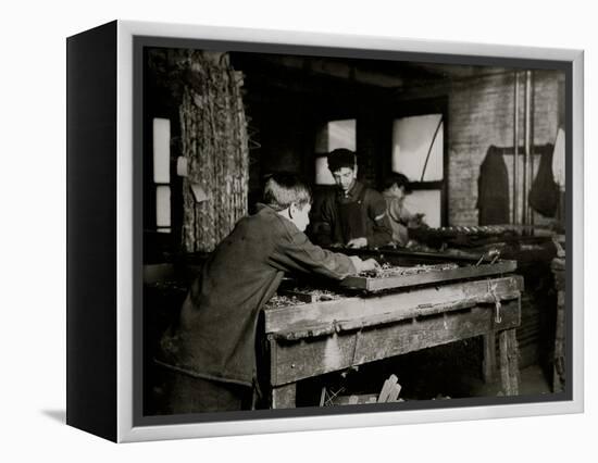 Linking Bed Springs-Lewis Wickes Hine-Framed Stretched Canvas