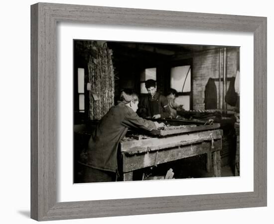 Linking Bed Springs-Lewis Wickes Hine-Framed Photo