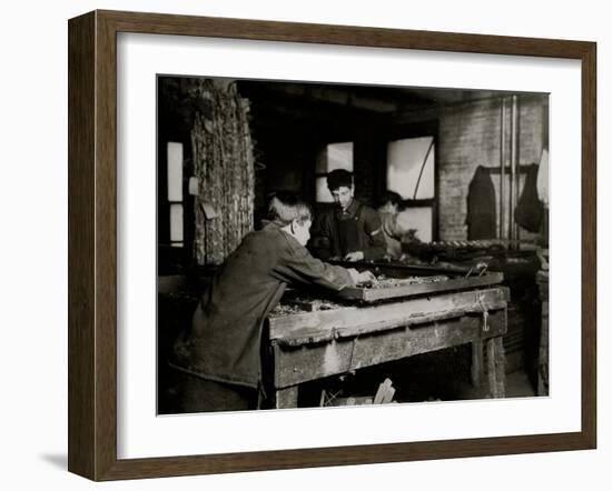 Linking Bed Springs-Lewis Wickes Hine-Framed Photo