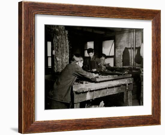 Linking Bed Springs-Lewis Wickes Hine-Framed Photo