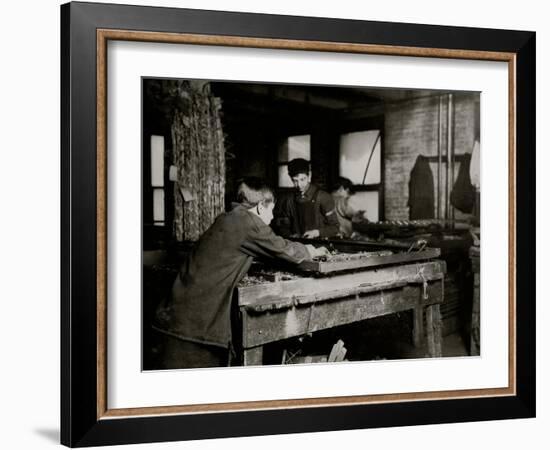 Linking Bed Springs-Lewis Wickes Hine-Framed Photo