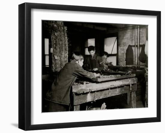 Linking Bed Springs-Lewis Wickes Hine-Framed Photo