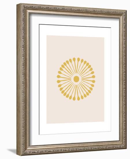 Linocut Floral Mandala in Gold-null-Framed Art Print