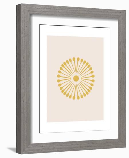 Linocut Floral Mandala in Gold-null-Framed Art Print