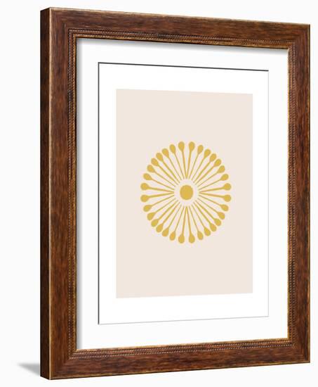 Linocut Floral Mandala in Gold-null-Framed Art Print