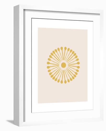 Linocut Floral Mandala in Gold-null-Framed Art Print