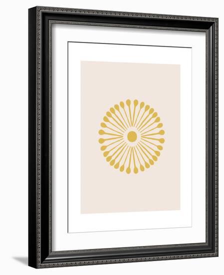 Linocut Floral Mandala in Gold-null-Framed Art Print