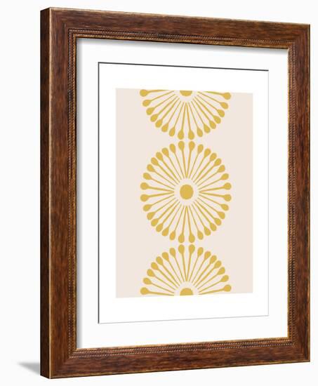 Linocut Mandala Flowers Gold-null-Framed Art Print