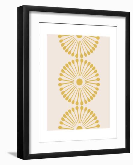 Linocut Mandala Flowers Gold-null-Framed Art Print