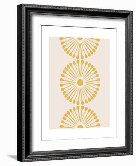 Linocut Mandala Flowers Gold-null-Framed Art Print