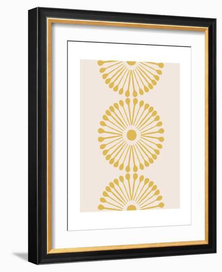 Linocut Mandala Flowers Gold-null-Framed Art Print