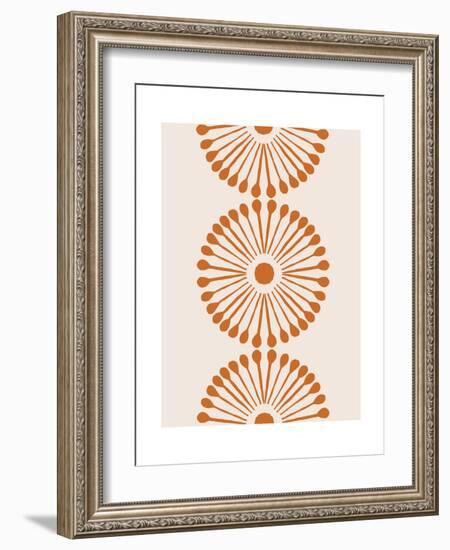 Linocut Mandala  Flowers in Terracotta-null-Framed Art Print