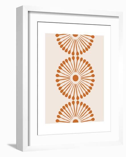 Linocut Mandala  Flowers in Terracotta-null-Framed Art Print