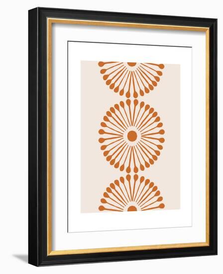 Linocut Mandala  Flowers in Terracotta-null-Framed Art Print