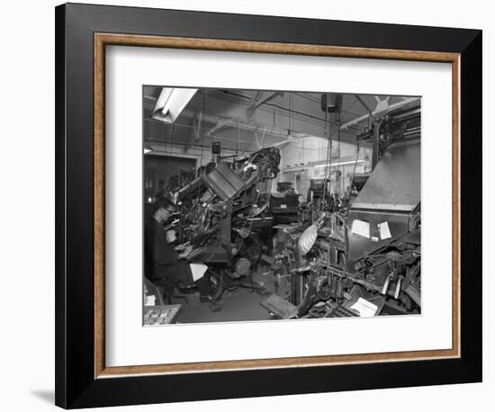 Linotype Machine Room at a Printing Company, Mexborough, South Yorkshire, 1959-Michael Walters-Framed Photographic Print