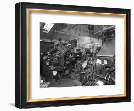 Linotype Machine Room at a Printing Company, Mexborough, South Yorkshire, 1959-Michael Walters-Framed Photographic Print