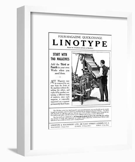 'Linotype & Machinery Ltd. advert', 1919-Unknown-Framed Giclee Print