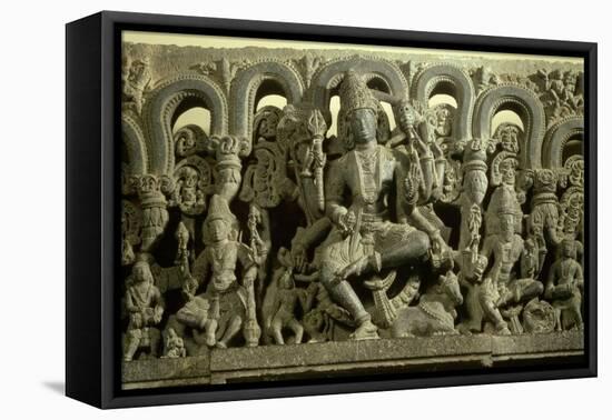 Lintel Depicting the Trinity: Siva, Brahma and Vishnu, Warangal, Kakatiya-null-Framed Premier Image Canvas