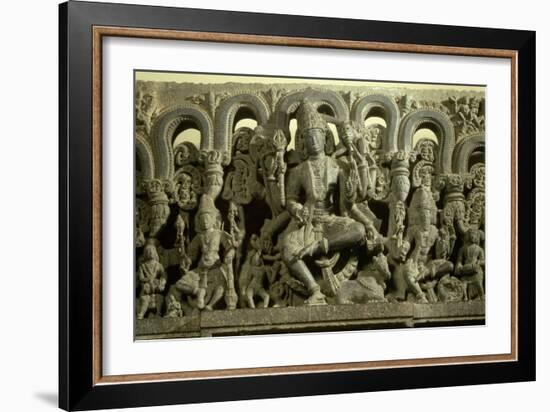 Lintel Depicting the Trinity: Siva, Brahma and Vishnu, Warangal, Kakatiya-null-Framed Giclee Print