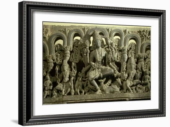 Lintel Depicting the Trinity: Siva, Brahma and Vishnu, Warangal, Kakatiya-null-Framed Giclee Print