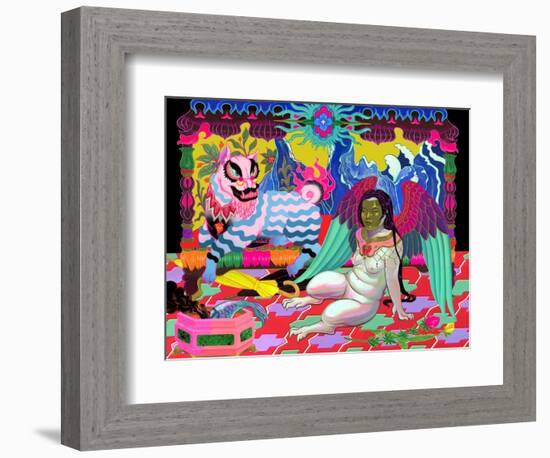 Lion and Chimera, 2021 (Acrylic on Panel)-Tsz Kam-Framed Giclee Print