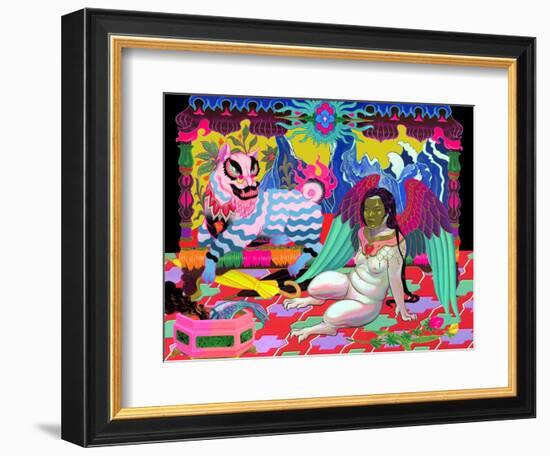 Lion and Chimera, 2021 (Acrylic on Panel)-Tsz Kam-Framed Giclee Print