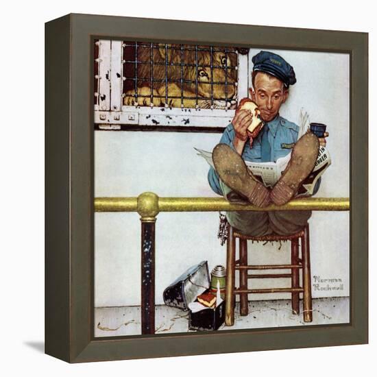 "Lion and His Keeper", January 9,1954-Norman Rockwell-Framed Premier Image Canvas