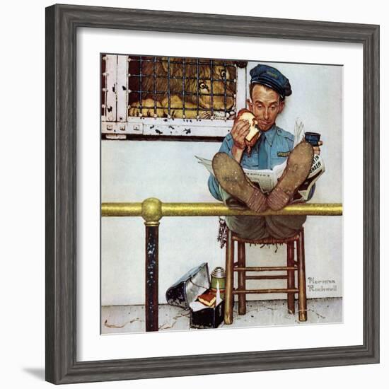 "Lion and His Keeper", January 9,1954-Norman Rockwell-Framed Giclee Print