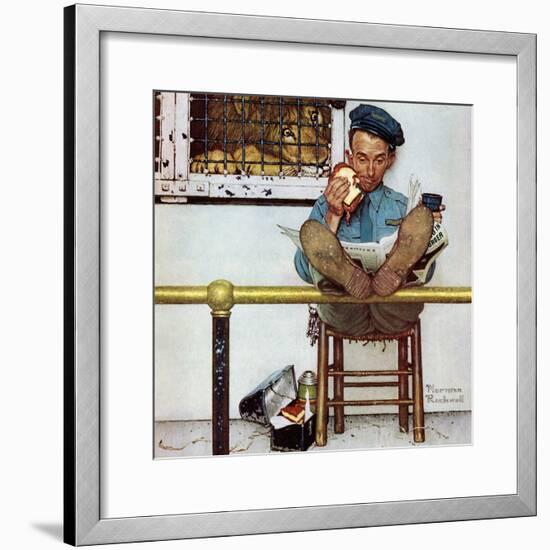 "Lion and His Keeper", January 9,1954-Norman Rockwell-Framed Giclee Print