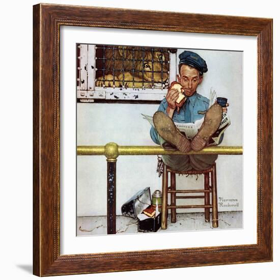 "Lion and His Keeper", January 9,1954-Norman Rockwell-Framed Giclee Print