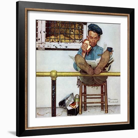 "Lion and His Keeper", January 9,1954-Norman Rockwell-Framed Giclee Print