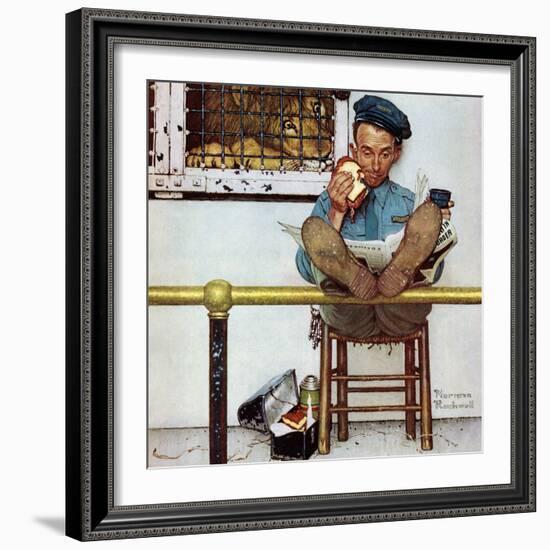 "Lion and His Keeper", January 9,1954-Norman Rockwell-Framed Giclee Print