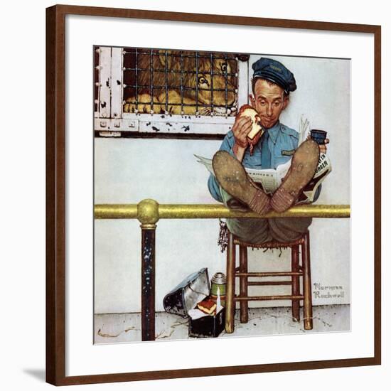 "Lion and His Keeper", January 9,1954-Norman Rockwell-Framed Giclee Print