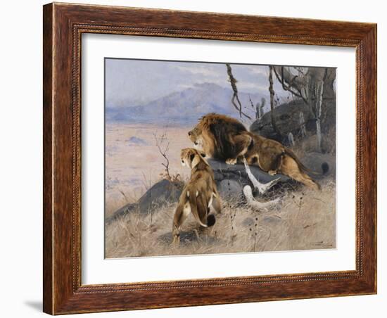 Lion and Lioness; Lowe Und Lowin-Wilhelm Kuhnert-Framed Giclee Print