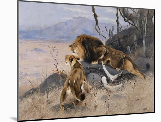 Lion and Lioness; Lowe Und Lowin-Wilhelm Kuhnert-Mounted Giclee Print