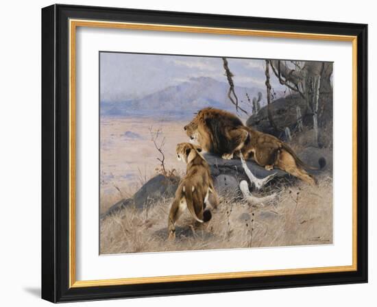 Lion and Lioness; Lowe Und Lowin-Wilhelm Kuhnert-Framed Giclee Print