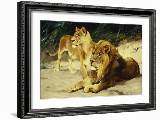 Lion and Lioness-Lowenparr-Wilhelm Kuhnert-Framed Giclee Print