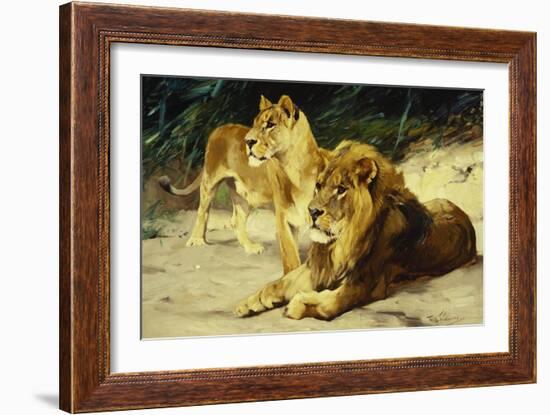 Lion and Lioness-Lowenparr-Wilhelm Kuhnert-Framed Giclee Print