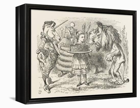 Lion and Unicorn Alice with the Lion and the Unicorn, and a Plum Cake-John Tenniel-Framed Premier Image Canvas