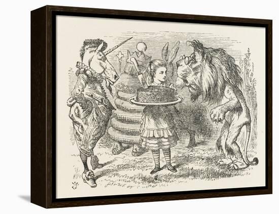 Lion and Unicorn Alice with the Lion and the Unicorn, and a Plum Cake-John Tenniel-Framed Premier Image Canvas
