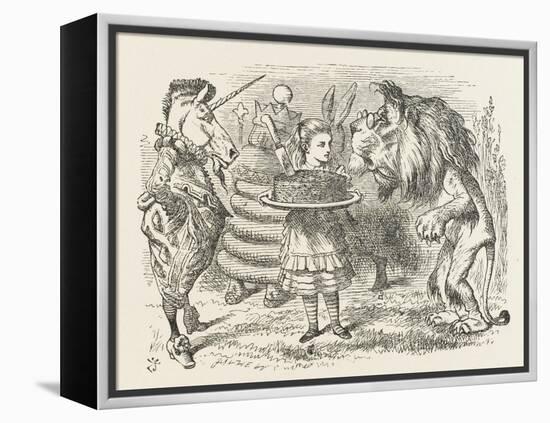 Lion and Unicorn Alice with the Lion and the Unicorn, and a Plum Cake-John Tenniel-Framed Premier Image Canvas