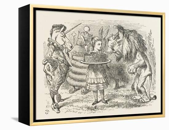 Lion and Unicorn Alice with the Lion and the Unicorn, and a Plum Cake-John Tenniel-Framed Premier Image Canvas